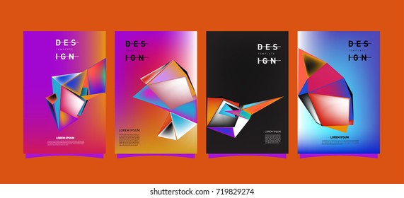 Abstract colorful geometric cover and poster template. Set of typography layout design composition for event and publication.