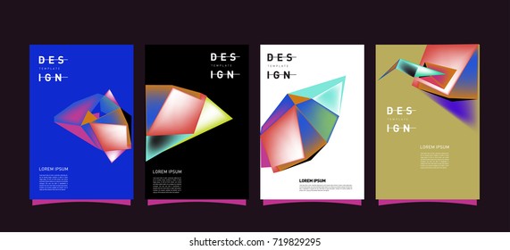 Abstract colorful geometric cover and poster template. Set of typography layout design composition for event and publication.