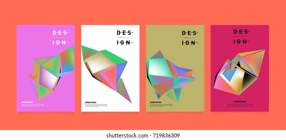 Abstract colorful geometric cover and poster template. Set of typography layout design composition for event and publication.