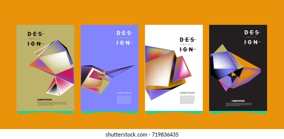 Abstract colorful geometric cover and poster template. Set of typography layout design composition for event and publication.