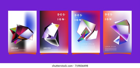 Abstract colorful geometric cover and poster template. Set of typography layout design composition for event and publication.