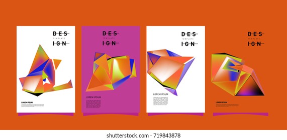 Abstract colorful geometric cover and poster template. Set of typography layout design composition for event and publication.