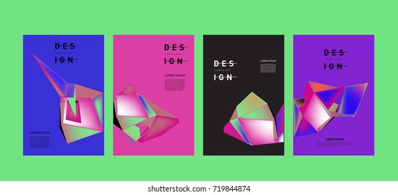 Abstract colorful geometric cover and poster template. Set of typography layout design composition for event and publication.