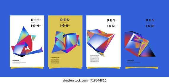 Abstract colorful geometric cover and poster template. Set of typography layout design composition for event and publication.