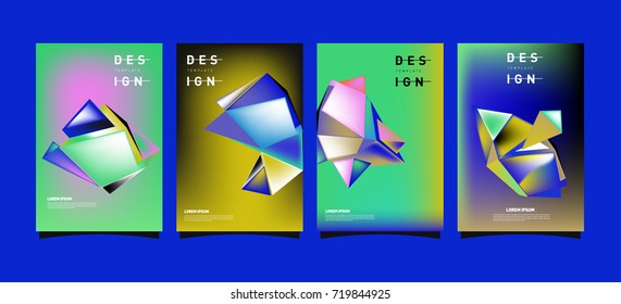 Abstract colorful geometric cover and poster template. Set of typography layout design composition for event and publication.