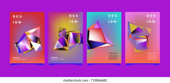 Abstract colorful geometric cover and poster template. Set of typography layout design composition for event and publication.