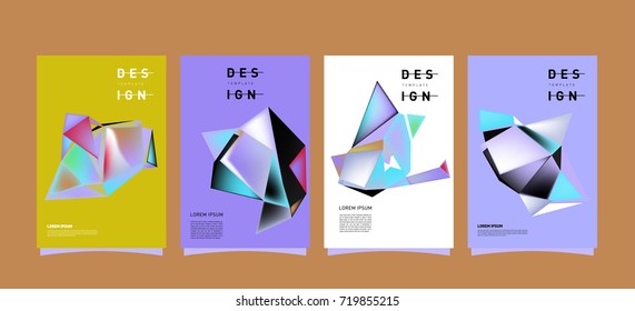 Abstract colorful geometric cover and poster template. Set of typography layout design composition for event and publication.