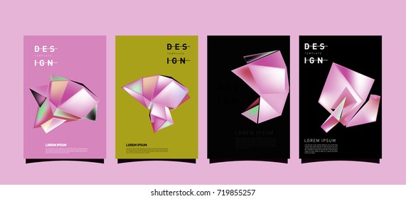 Abstract colorful geometric cover and poster template. Set of typography layout design composition for event and publication.