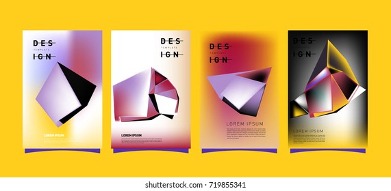 Abstract colorful geometric cover and poster template. Set of typography layout design composition for event and publication.