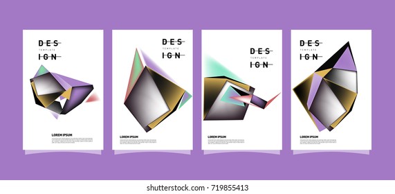 Abstract colorful geometric cover and poster template. Set of typography layout design composition for event and publication.