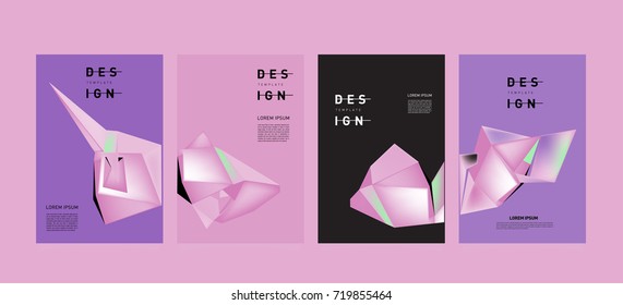 Abstract colorful geometric cover and poster template. Set of typography layout design composition for event and publication.