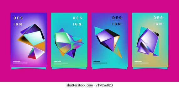 Abstract colorful geometric cover and poster template. Set of typography layout design composition for event and publication.