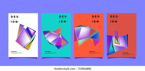 Abstract colorful geometric cover and poster template. Set of typography layout design composition for event and publication.