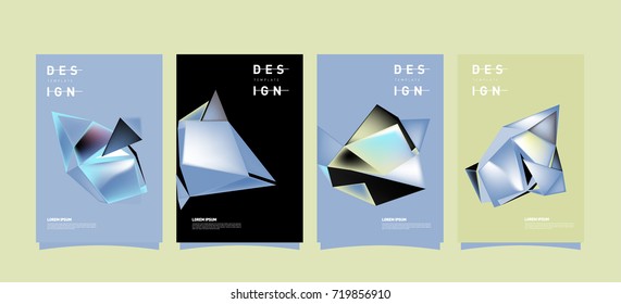 Abstract colorful geometric cover and poster template. Set of typography layout design composition for event and publication.