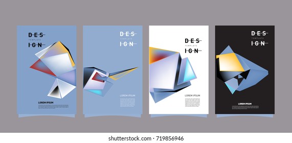 Abstract colorful geometric cover and poster template. Set of typography layout design composition for event and publication.