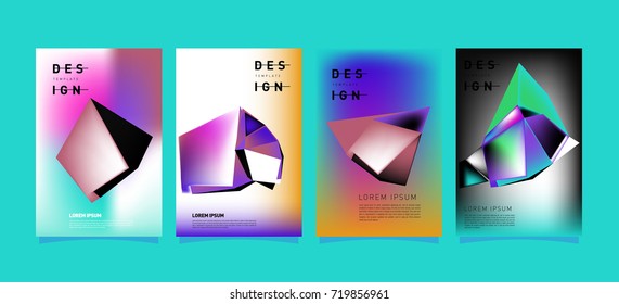 Abstract colorful geometric cover and poster template. Set of typography layout design composition for event and publication.