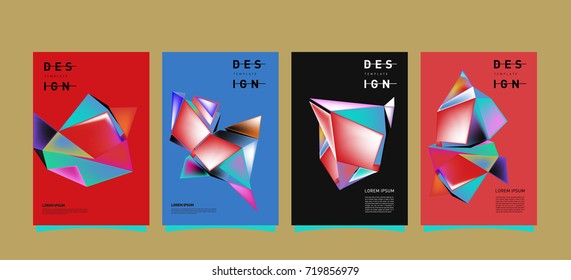 Abstract colorful geometric cover and poster template. Set of typography layout design composition for event and publication.