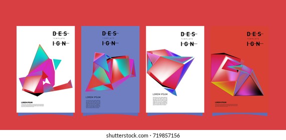 Abstract colorful geometric cover and poster template. Set of typography layout design composition for event and publication.