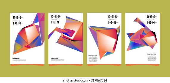 Abstract colorful geometric cover and poster template. Set of typography layout design composition for event and publication.