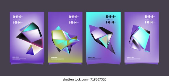 Abstract colorful geometric cover and poster template. Set of typography layout design composition for event and publication.