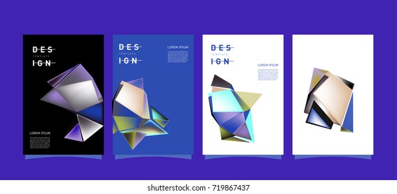 Abstract colorful geometric cover and poster template. Set of typography layout design composition for event and publication.