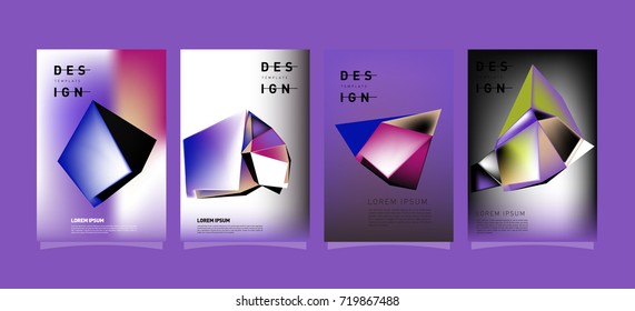 Abstract colorful geometric cover and poster template. Set of typography layout design composition for event and publication.