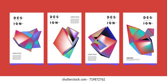 Abstract colorful geometric cover and poster template. Set of typography layout design composition for event and publication.
