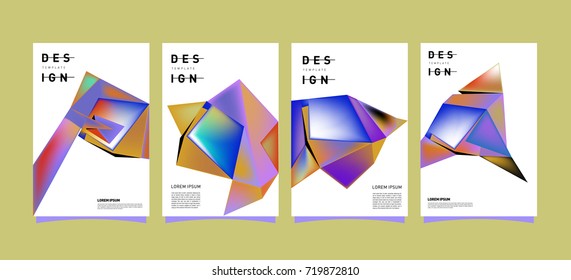 Abstract colorful geometric cover and poster template. Set of typography layout design composition for event and publication.