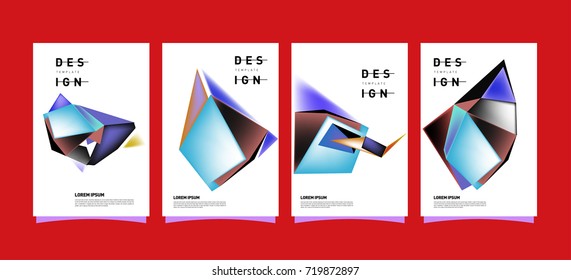 Abstract colorful geometric cover and poster template. Set of typography layout design composition for event and publication.