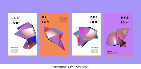 Abstract colorful geometric cover and poster template. Set of typography layout design composition for event and publication.
