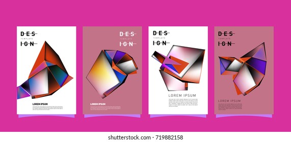 Abstract colorful geometric cover and poster template. Set of typography layout design composition for event and publication.