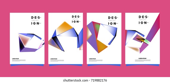 Abstract colorful geometric cover and poster template. Set of typography layout design composition for event and publication.
