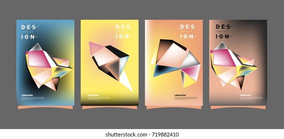 Abstract colorful geometric cover and poster template. Set of typography layout design composition for event and publication.
