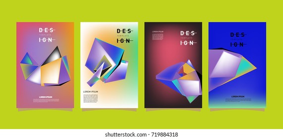 Abstract colorful geometric cover and poster template. Set of typography layout design composition for event and publication.