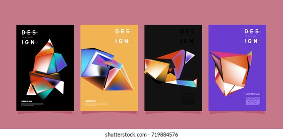Abstract colorful geometric cover and poster template. Set of typography layout design composition for event and publication.