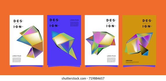 Abstract colorful geometric cover and poster template. Set of typography layout design composition for event and publication.