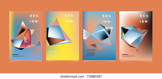 Abstract colorful geometric cover and poster template. Set of typography layout design composition for event and publication.