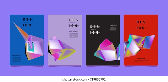 Abstract colorful geometric cover and poster template. Set of typography layout design composition for event and publication.