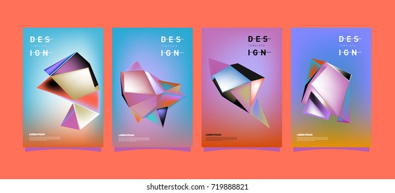 Abstract colorful geometric cover and poster template. Set of typography layout design composition for event and publication.