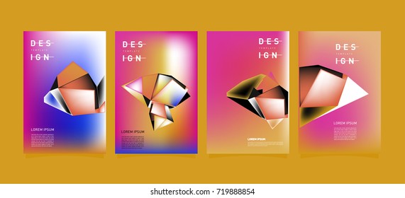 Abstract colorful geometric cover and poster template. Set of typography layout design composition for event and publication.