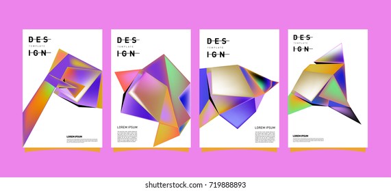 Abstract colorful geometric cover and poster template. Set of typography layout design composition for event and publication.