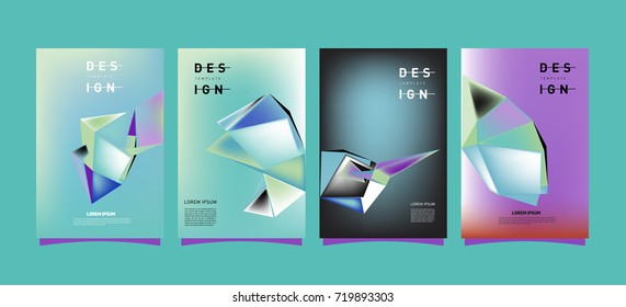 Abstract colorful geometric cover and poster template. Set of typography layout design composition for event and publication.
