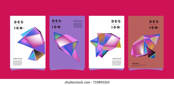 Abstract colorful geometric cover and poster template. Set of typography layout design composition for event and publication.