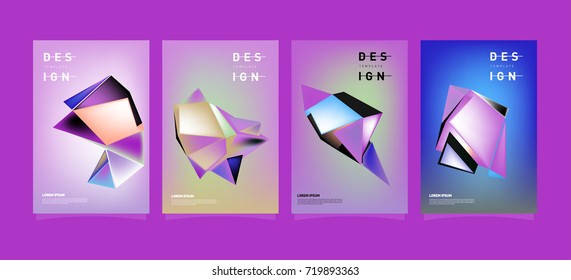 Abstract colorful geometric cover and poster template. Set of typography layout design composition for event and publication.