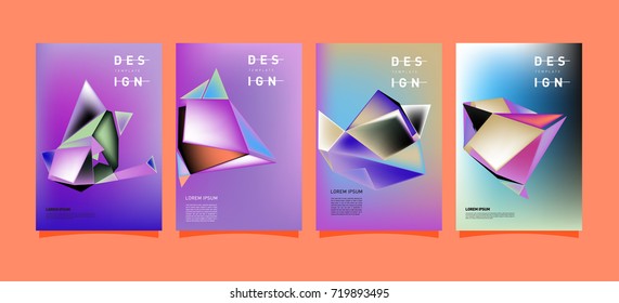 Abstract colorful geometric cover and poster template. Set of typography layout design composition for event and publication.