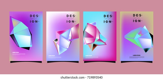 Abstract colorful geometric cover and poster template. Set of typography layout design composition for event and publication.
