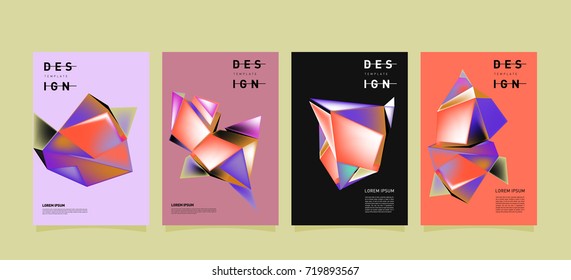 Abstract colorful geometric cover and poster template. Set of typography layout design composition for event and publication.