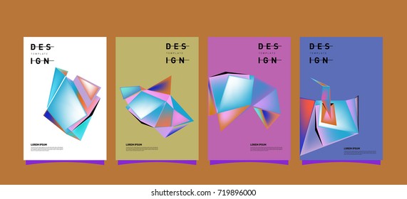 Abstract colorful geometric cover and poster template. Set of typography layout design composition for event and publication.