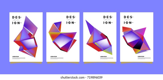 Abstract colorful geometric cover and poster template. Set of typography layout design composition for event and publication.