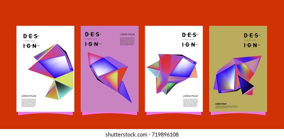 Abstract colorful geometric cover and poster template. Set of typography layout design composition for event and publication.